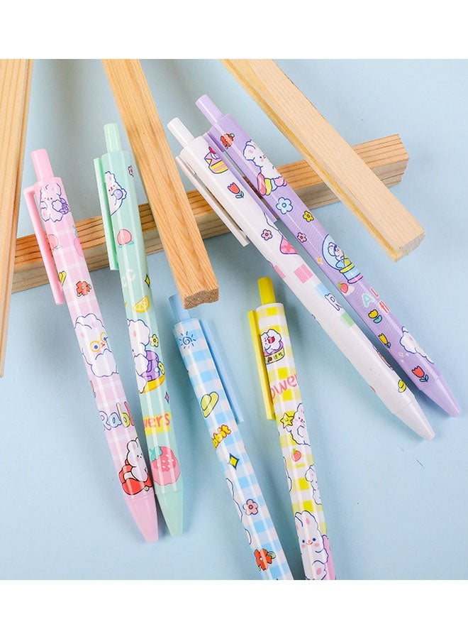 6 Pieces Gel Ink Pens Retractable Gel Pens Black Ink 0.5 mm Pens Fun Space Aesthetic Pens for Office School Kids Writing Journal Supplies Cute Pressing Gel Pens Cartoon Rabbit - Image 5