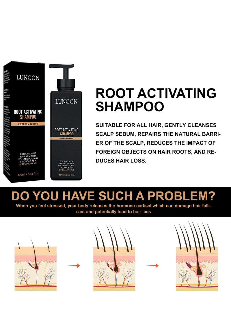 LUNOON - Anti-Thinning Shampoo, Root Activator, Hair Regrowth, Hair Thickening, Deep Moisturizing, Natural Formula Shampoo for Dry Damaged Weak and Thin Hair Care 100ml - Image 1