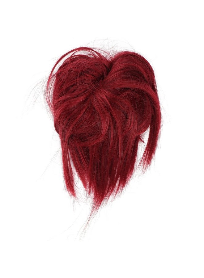 Sonew Messy Bun Hair Piece 4 Colors Women Girls Updo Synthetic Hair Scrunchies Messy Bun Hair Wig With Band(Red) - Image 1