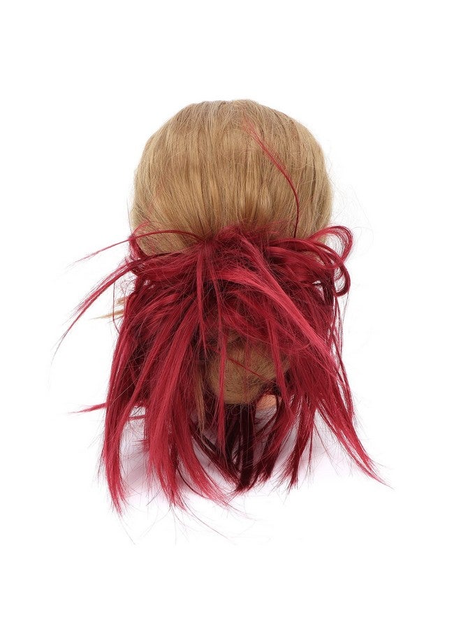 Sonew Messy Bun Hair Piece 4 Colors Women Girls Updo Synthetic Hair Scrunchies Messy Bun Hair Wig With Band(Red) - Image 5