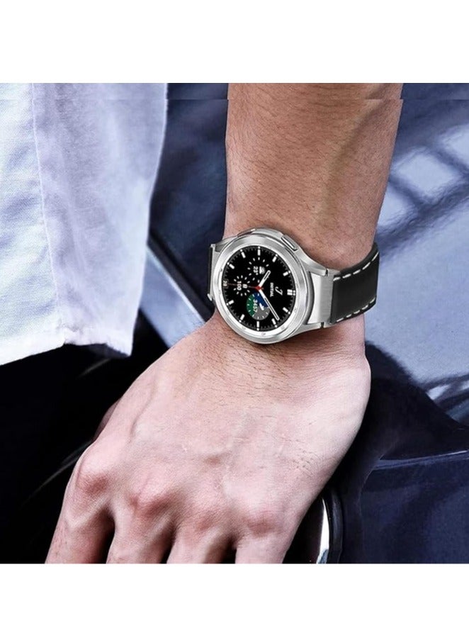 20mm Brown Leather Watch Band Compatible with Samsung Watch 3/4/5/6/Active/Active 2 - Huawei GT2 42mm - Ultra Soft Leather Replacement Strap for Men Women - Image 2