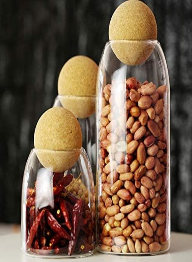 AKDC Glass Food Storage Jar Heatproof Borosilicate Airtight Sealed Food Can Canister With Cork For Coffee Spice Sugar Salt (500Ml Transparent) - Image 2