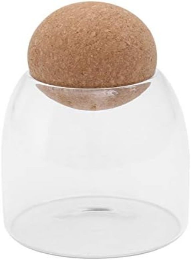 AKDC Glass Food Storage Jar Heatproof Borosilicate Airtight Sealed Food Can Canister With Cork For Coffee Spice Sugar Salt (500Ml Transparent) - Image 1