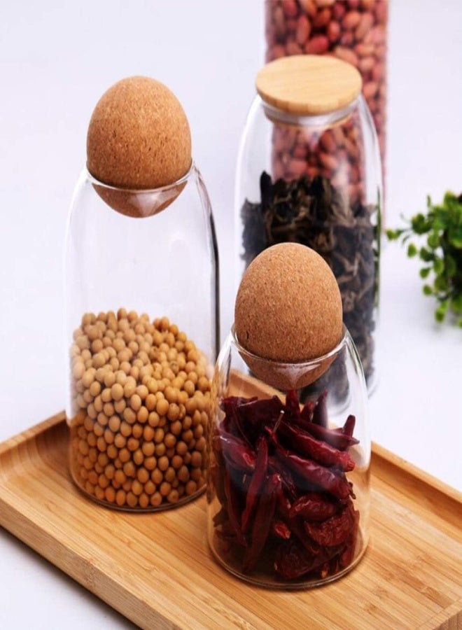 AKDC Glass Food Storage Jar Heatproof Borosilicate Airtight Sealed Food Can Canister With Cork For Coffee Spice Sugar Salt (500Ml Transparent) - Image 4
