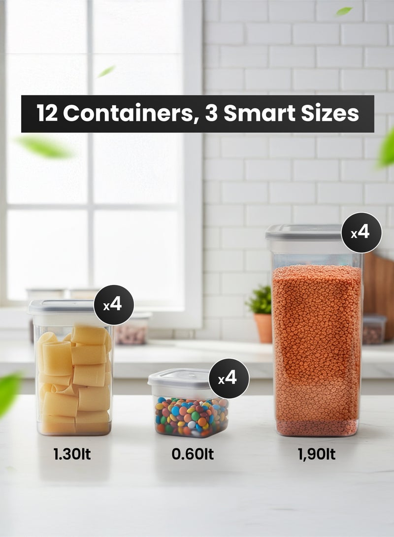 ORGANiZERS Set of 12 Airtight Food Storage Containers Plastic Storage with Secure Lid - Image 4