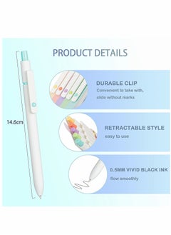 KASTWAVE 0.5 Gel Pen, Cute Kawaii Pens, Boxed Pen, Office Pen, Fine Point Signing Pen, Retractable Rolling Ball Quick-dry Ink Pens, Black Ink Smooth Writing Pen, for School Office Home, 5pcs (Academic Colors)  - Image 4