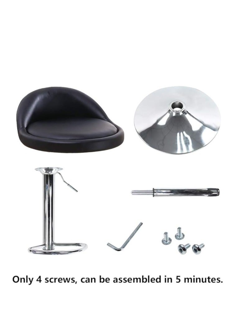 Generic 2Pcs Bar Stools, PU Leather Stool Chair High Stool Chair Adjustable Swivel Bar Chair with Footrest, Swivel Lift Kitchen Counter Pub Chair (Round Black 2Pcs)  - Image 3