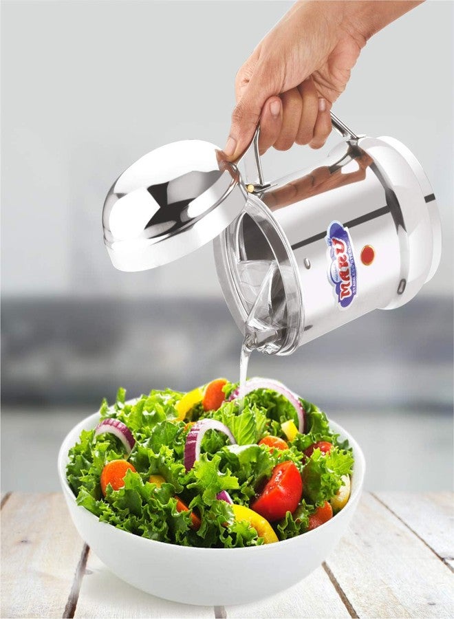 MARU Stainless Steel Oil dispensers for kitchen - Durable Oil container for kitchen with Handle, Ideal for Cooking Perfect Oil Dispenser for Daily Use (1000ML) - Image 3