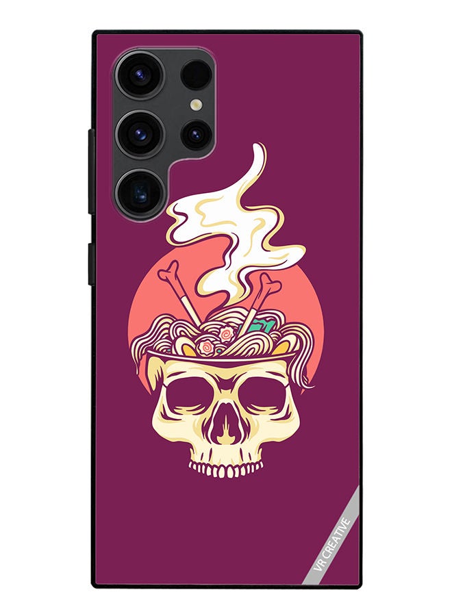 VR CREATIVE Protective Case Cover For Samsung Galaxy S23 Ultra 5G Ramen Skull Design Multicolour - Image 1