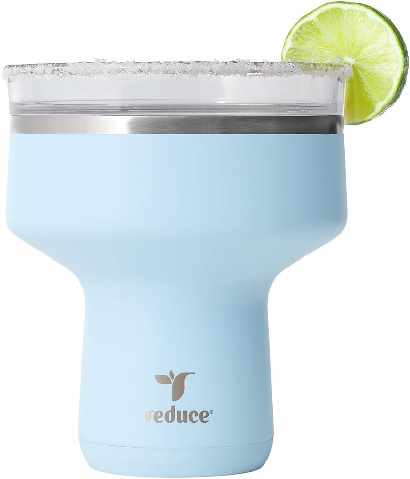 Cost effective fine quality REDUCE Saltini 16 oz Cocktail Tumbler - Insulated Margarita Tumbler with Lid - Keeps Drinks Cold for 10 Hours - 360 Sippable Martini Glass Alternative - Shatterproof, Perfect for Parties - Cloud Blue Good ventilation - Image 1