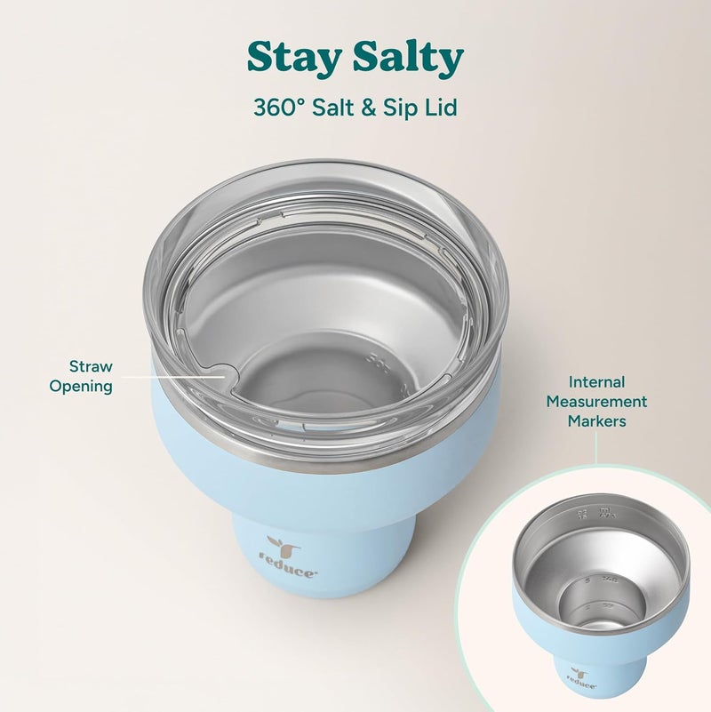 Cost effective fine quality REDUCE Saltini 16 oz Cocktail Tumbler - Insulated Margarita Tumbler with Lid - Keeps Drinks Cold for 10 Hours - 360 Sippable Martini Glass Alternative - Shatterproof, Perfect for Parties - Cloud Blue Good ventilation - Image 5