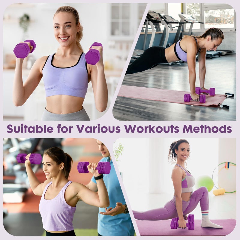 EQUIPRO Adjustable Dumbbell Set, 4 in 1 Weights for Women at Home, Hand Weights Dumbbells for Women, Each 2lb 3lb 4lb 5lb Fast Adjust Weight with Soft TPU Handle for Home Gym Exercise Training - Image 2