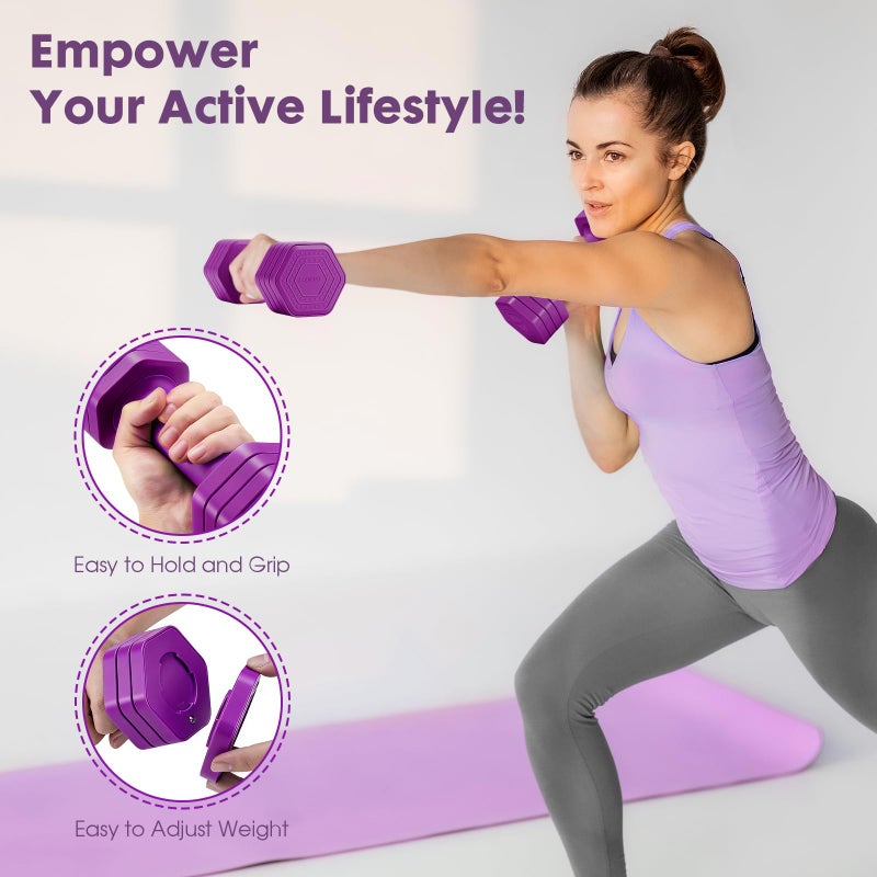 EQUIPRO Adjustable Dumbbell Set, 4 in 1 Weights for Women at Home, Hand Weights Dumbbells for Women, Each 2lb 3lb 4lb 5lb Fast Adjust Weight with Soft TPU Handle for Home Gym Exercise Training - Image 3