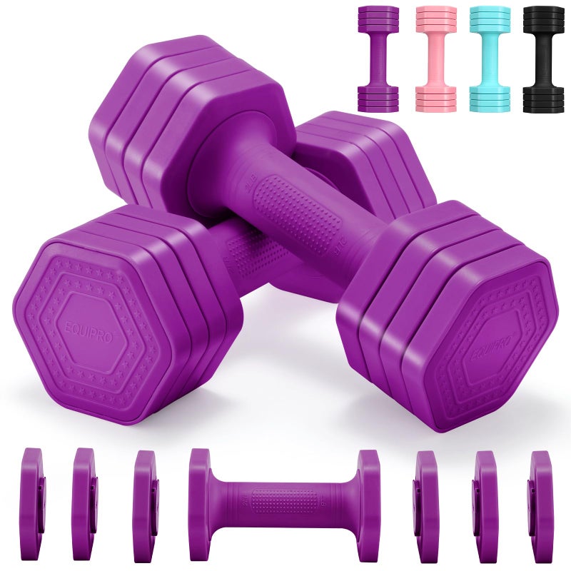 EQUIPRO Adjustable Dumbbell Set, 4 in 1 Weights for Women at Home, Hand Weights Dumbbells for Women, Each 2lb 3lb 4lb 5lb Fast Adjust Weight with Soft TPU Handle for Home Gym Exercise Training - Image 1