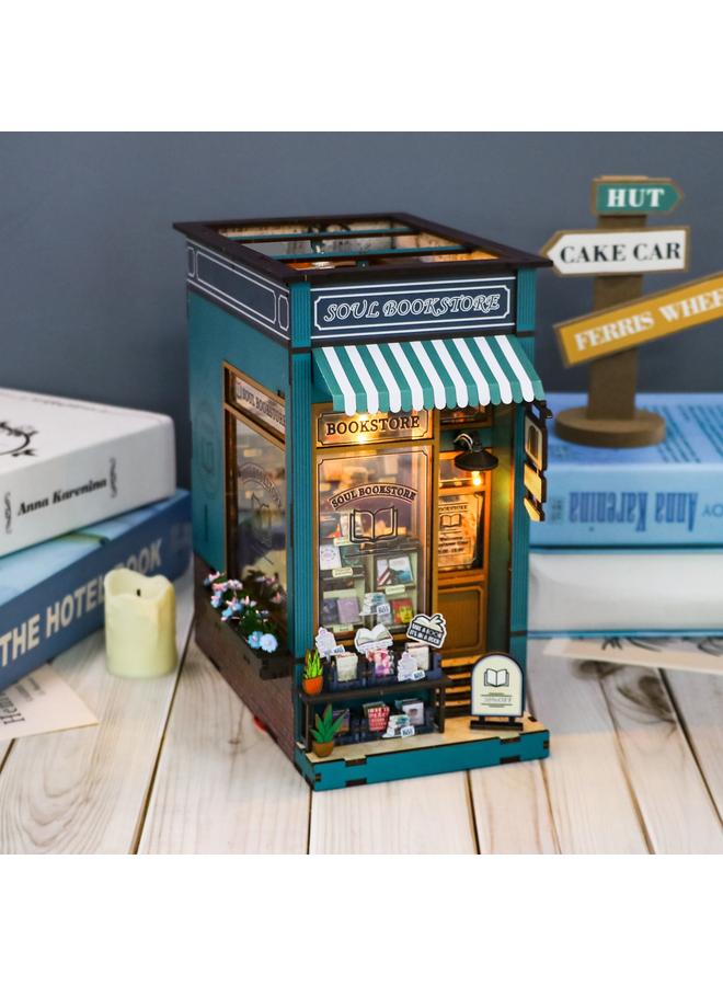 Bluejw Hongda Diy Cabin Bookstore Book Stand 3d Snap Assembled Book Stand Building Model Adult Decompression Toy Gift - Image 2