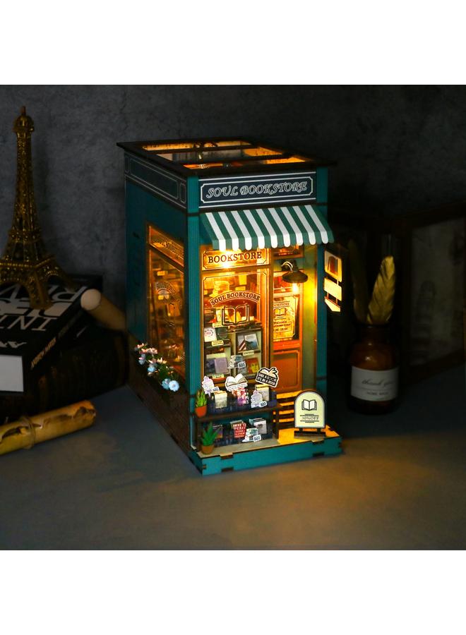 Bluejw Hongda Diy Cabin Bookstore Book Stand 3d Snap Assembled Book Stand Building Model Adult Decompression Toy Gift - Image 3