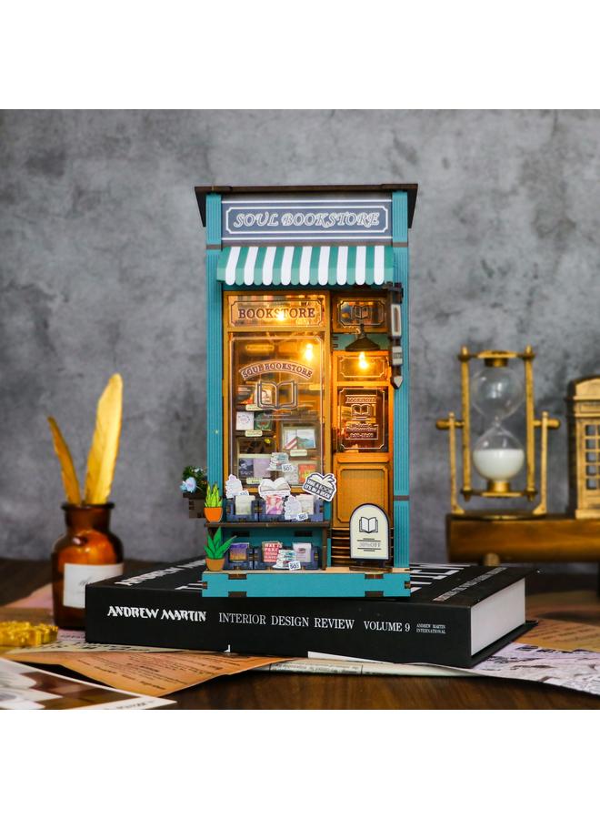 Bluejw Hongda Diy Cabin Bookstore Book Stand 3d Snap Assembled Book Stand Building Model Adult Decompression Toy Gift - Image 5