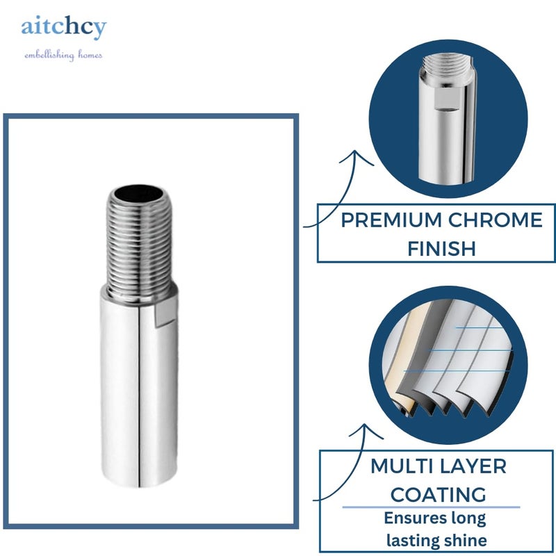 aitchcy Extension Nipple 4 Inch For Pipe | Full Brass 4Inch Extension Nipple For Pipe Fittings (Chrome Finish) (4inc Pack of 2) - Image 2