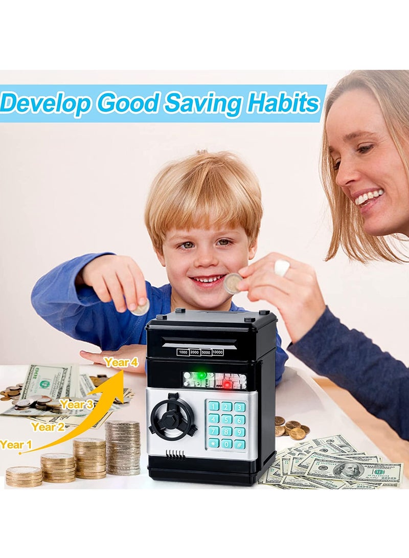 Kids Toys for Boys Girls Age 3-5,Electronic Piggy Banks for Kids Money Savings Box Toys Mini ATM Coin Bank for Children Best Birthday Xmas Gifts Cash Coin Can for Kid 8-12 Year Old Black - Image 2