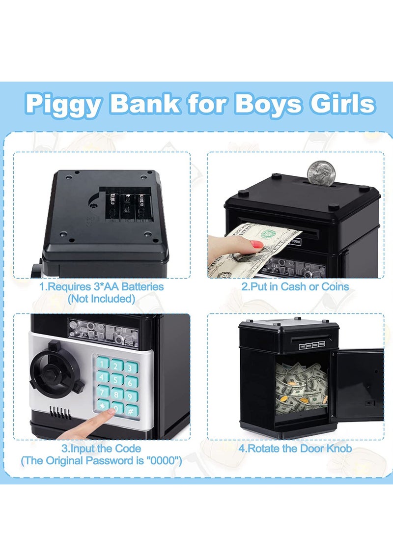 Kids Toys for Boys Girls Age 3-5,Electronic Piggy Banks for Kids Money Savings Box Toys Mini ATM Coin Bank for Children Best Birthday Xmas Gifts Cash Coin Can for Kid 8-12 Year Old Black - Image 4