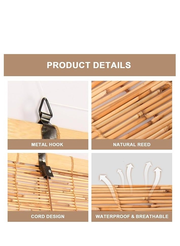 FFD Bamboo Blinds Natural Bamboo Curtain Bamboo Roll up Window Blinds Window Shades Roll Natural Reed Binds Sun Shade For Indoor and Outdoor(80x200cm) - Image 2