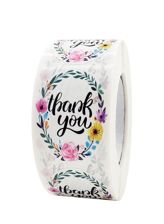 datsto 1.5 Inch Thank You Stickers, Round Floral Design in Roll, Perfect for Small Business, 500 Labels for Packaging, Boxes, Bags, Holiday, Envelope Stickers for Sealing and Decoration… - Image 1