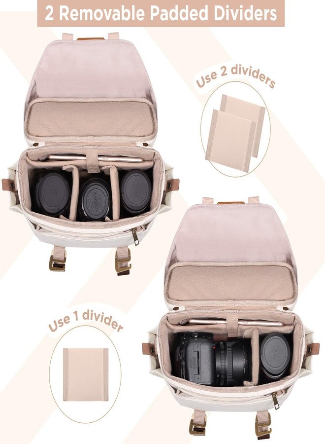 SMRITI Canvas DSLR Camera Bag, Camera Messenger Bag for Photographers,Travel Waterproof Shoulder Camera Case for Men Women (White) - Image 3