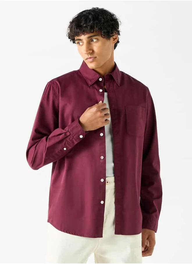 لي كوبر Lee Cooper Solid Shirt with Pocket and Long Sleeves