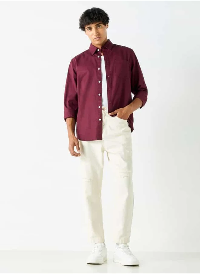 لي كوبر Lee Cooper Solid Shirt with Pocket and Long Sleeves
