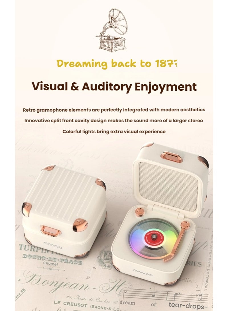 Retro Vintage Portable Bluetooth Gramophone Mini Speaker, Retro Wireless Phonograph Small Speaker Vintage Old Fashion Style with LED Lights Effect, Home Use Accessories Bedroom Desktop Speaker - Image 3