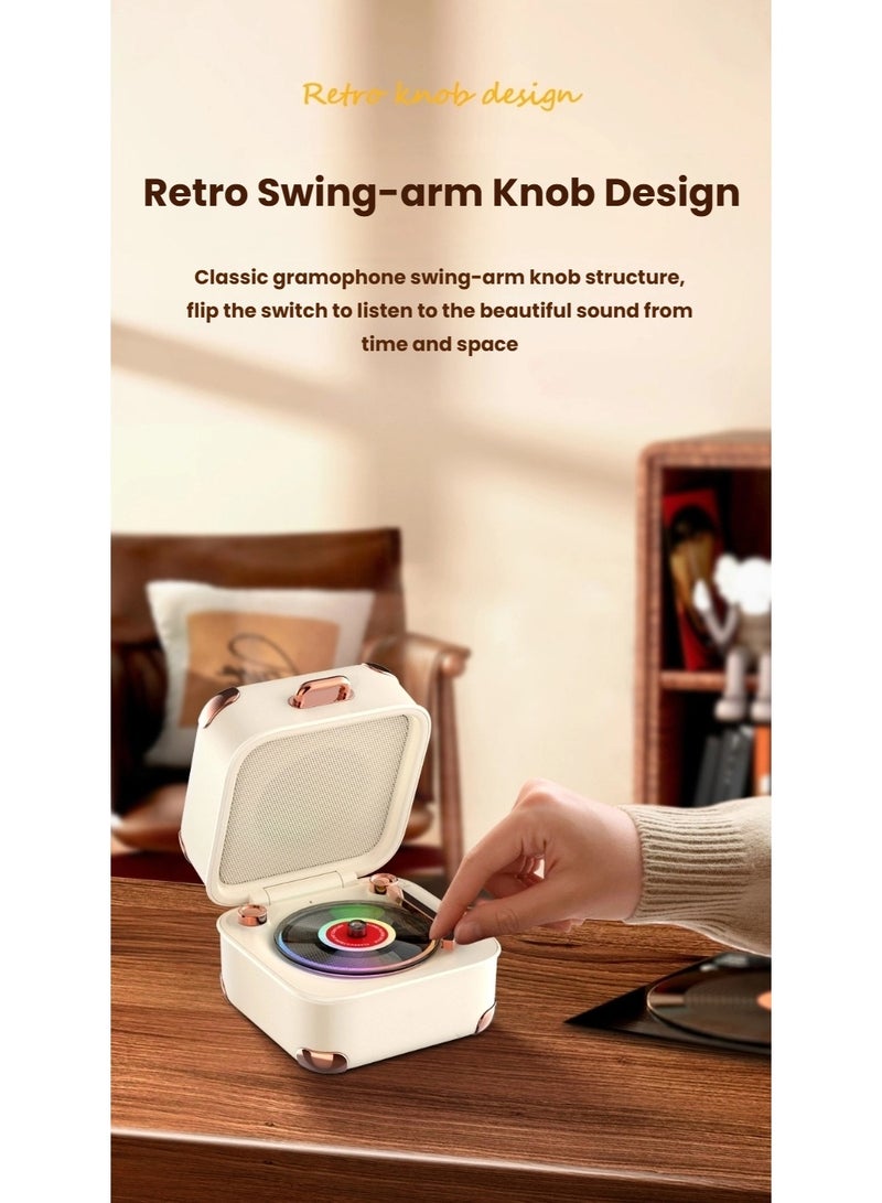 Retro Vintage Portable Bluetooth Gramophone Mini Speaker, Retro Wireless Phonograph Small Speaker Vintage Old Fashion Style with LED Lights Effect, Home Use Accessories Bedroom Desktop Speaker - Image 5