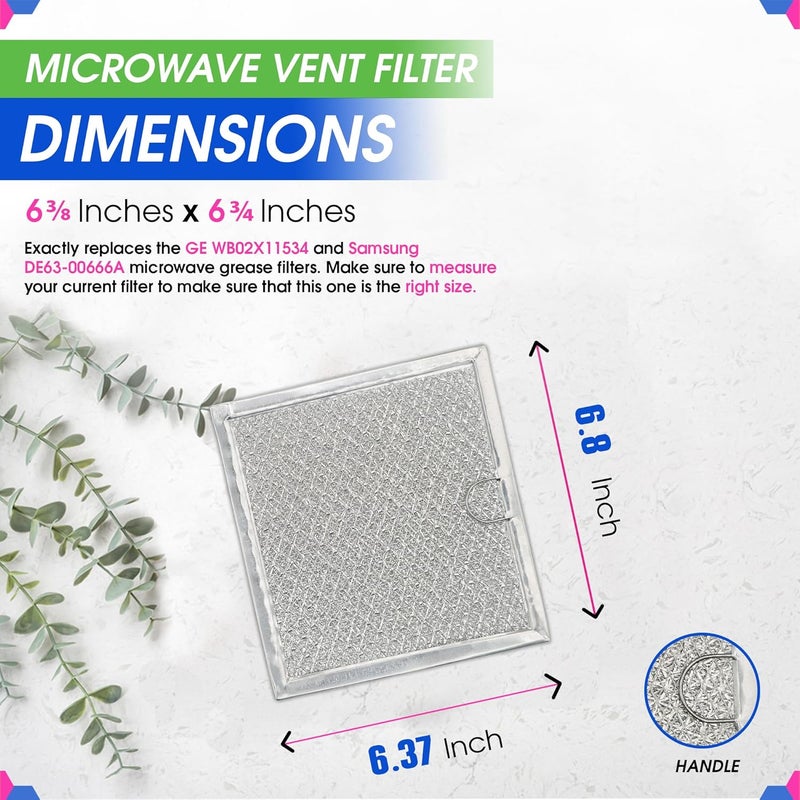 Bagean Microwave Filter replacement 6.81" x 6.34" Fits GE WB02X11534 Samsung DE63-00666A Microwave Grease Filter - Freshens and Filters Kitchen Air Entering the Over-the-Range Oven Stove Fan (4-Pack) - Image 3