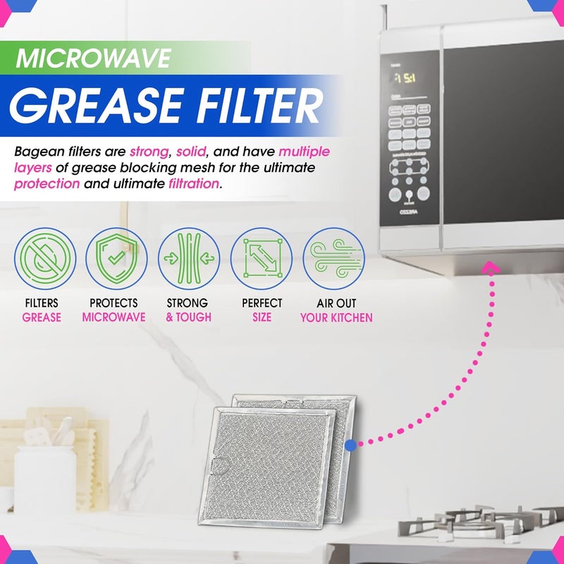 Bagean Microwave Filter replacement 6.81" x 6.34" Fits GE WB02X11534 Samsung DE63-00666A Microwave Grease Filter - Freshens and Filters Kitchen Air Entering the Over-the-Range Oven Stove Fan (4-Pack) - Image 2
