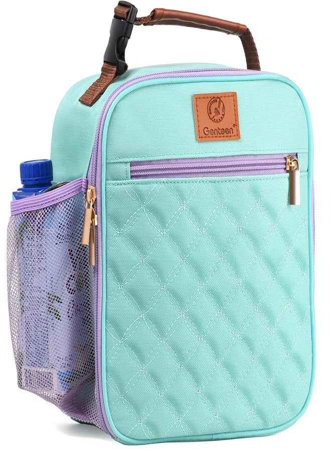 Genteen Kids Lunch Box Lunch bag for Kids Girls Teen,Insulated Lunch Bag with Bottle Holder,Small Lunch Box Cooler Lightweight Reusable LunchBox for Work Office School Travel Picnic-Light Green - Image 1
