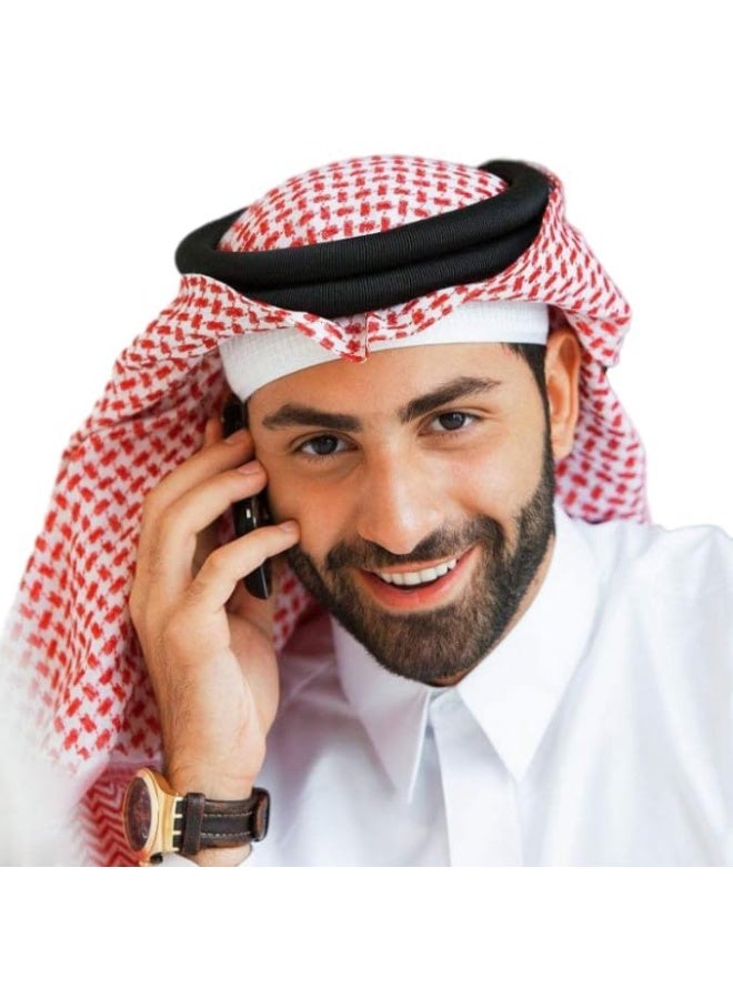Men Arab Shemagh Scarf Keffiyeh Turban Saudi Arabian Mens Head Scarf Desert Shawl Muslim Head Wrap Shemagh Turban Headband Arab Bandana Non Slip Large Arab Headscarf Hijab Head Cover for Men - Image 3