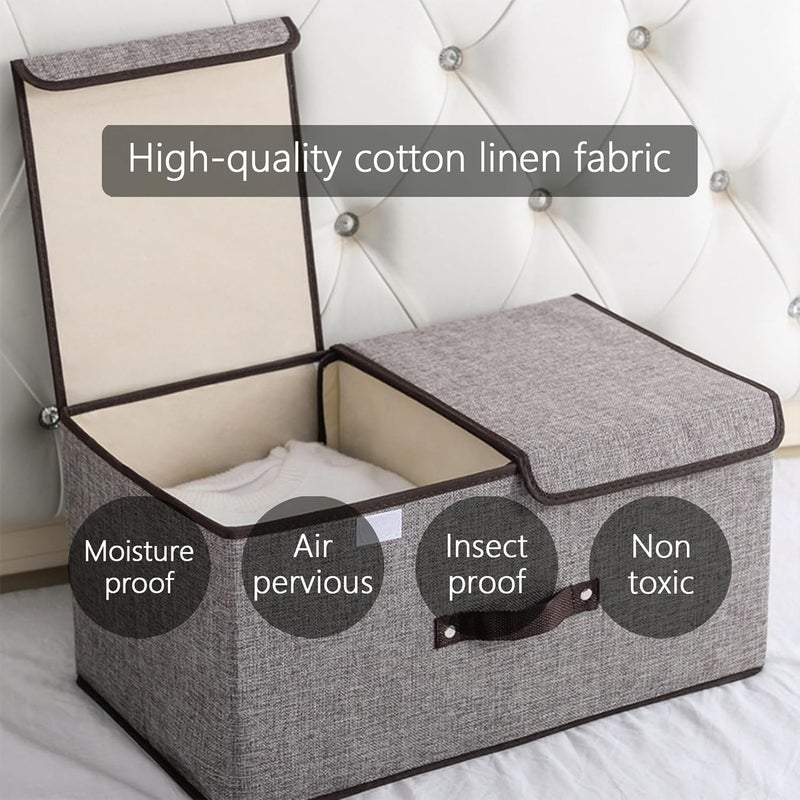 DHVYANT MART Classic Linen Fabric Storage Box Cube Storage Bin Wardrobe BlanketSmall ClothesToysBooksArt Craft Supplies Home Office BedroomLiving Room Closet Pack Of 1 - Image 2