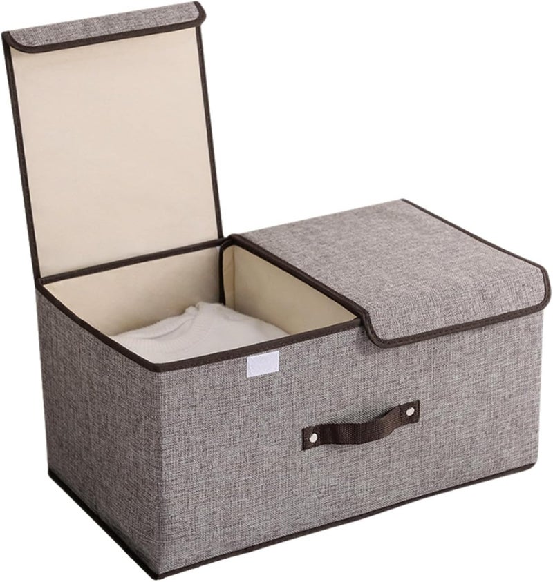 DHVYANT MART Classic Linen Fabric Storage Box Cube Storage Bin Wardrobe BlanketSmall ClothesToysBooksArt Craft Supplies Home Office BedroomLiving Room Closet Pack Of 1 - Image 1