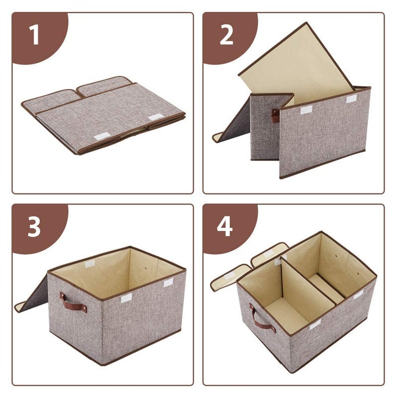 DHVYANT MART Classic Linen Fabric Storage Box Cube Storage Bin Wardrobe BlanketSmall ClothesToysBooksArt Craft Supplies Home Office BedroomLiving Room Closet Pack Of 1 - Image 3