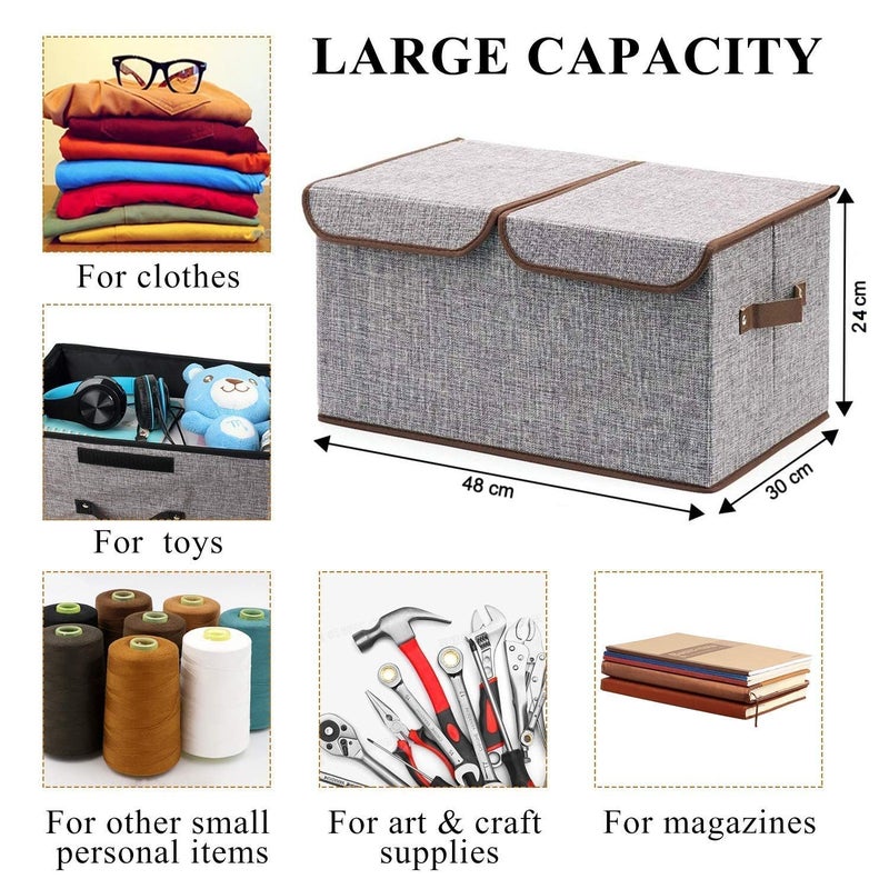 DHVYANT MART Classic Linen Fabric Storage Box Cube Storage Bin Wardrobe BlanketSmall ClothesToysBooksArt Craft Supplies Home Office BedroomLiving Room Closet Pack Of 1 - Image 5
