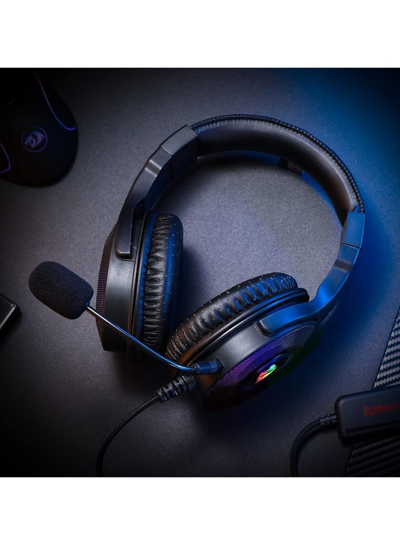 Redragon H350 RGB Wired Gaming Headset, Dynamic RGB Backlight - Stereo Surround-Sound - 50MM Drivers - Detachable Microphone, Over-Ear Headphones Works for PC/PS4/XBOX One/NS (Black) - Image 2