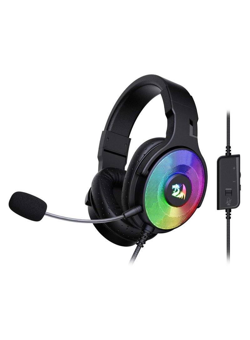 Redragon H350 RGB Wired Gaming Headset, Dynamic RGB Backlight - Stereo Surround-Sound - 50MM Drivers - Detachable Microphone, Over-Ear Headphones Works for PC/PS4/XBOX One/NS (Black) - Image 1