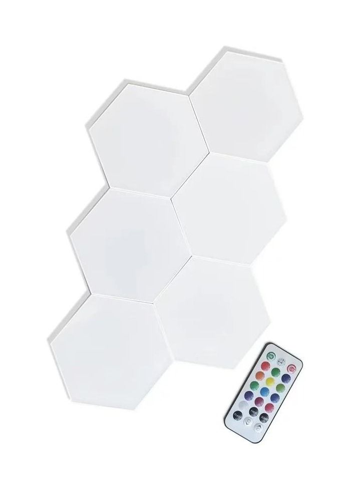 6-Piece Hexagonal Honeycomb RGB LED Light Kit White - Image 4