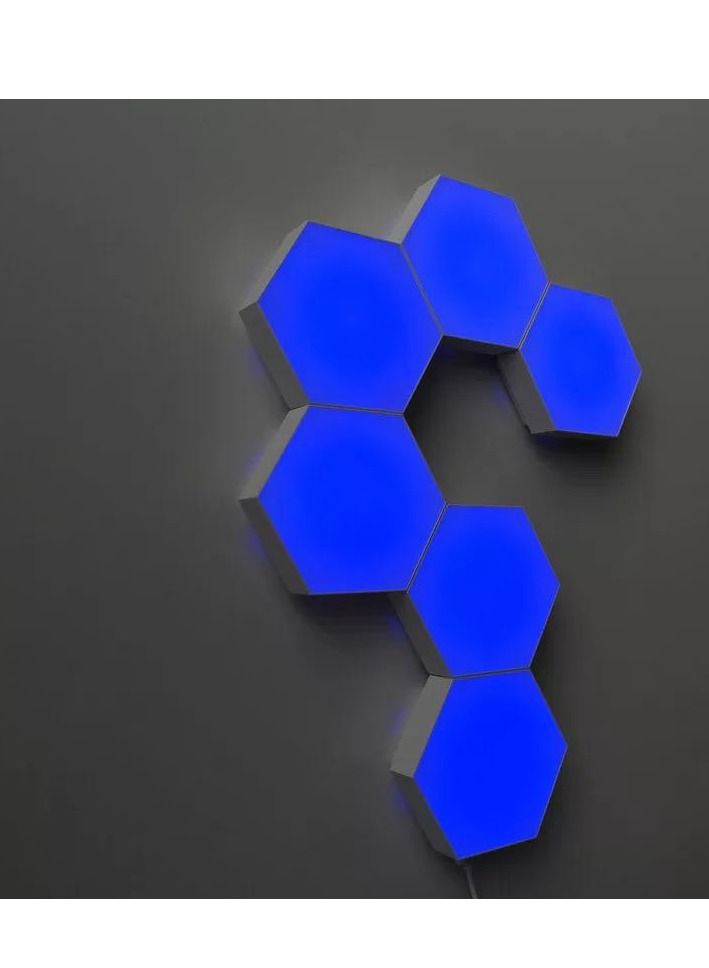 6-Piece Hexagonal Honeycomb RGB LED Light Kit White - Image 5