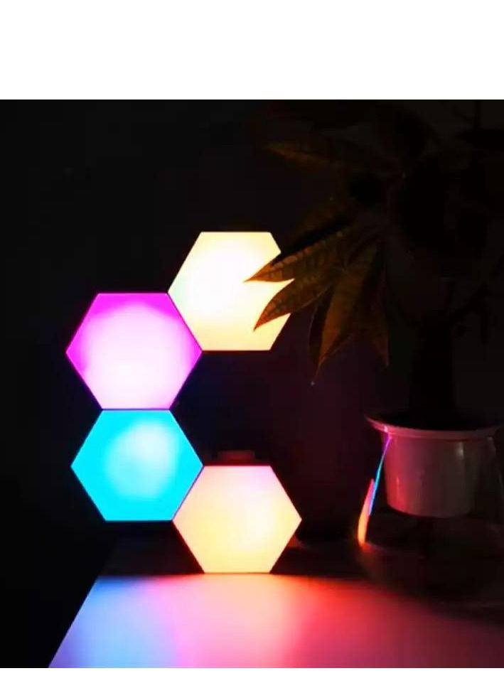 6-Piece Hexagonal Honeycomb RGB LED Light Kit White - Image 3