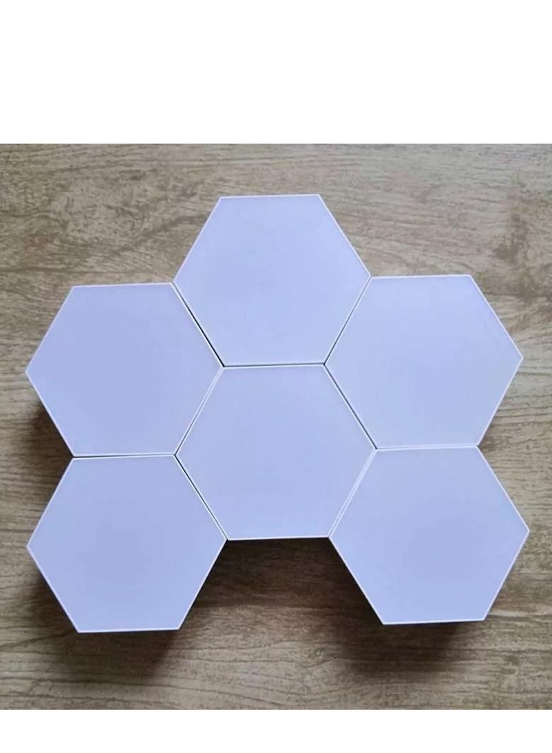 6-Piece Hexagonal Honeycomb RGB LED Light Kit White - Image 2