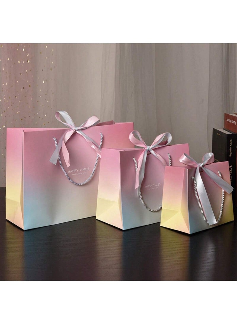 Generic 1pc Pink Macaron Gift Bag with Ribbon – Paper Cosmetic Packaging Bag, Cup Carry Handbag, Perfect for Gifts, Holidays, Parties, and Special Occasions, Available in Sets of 2 or 5  - Image 3