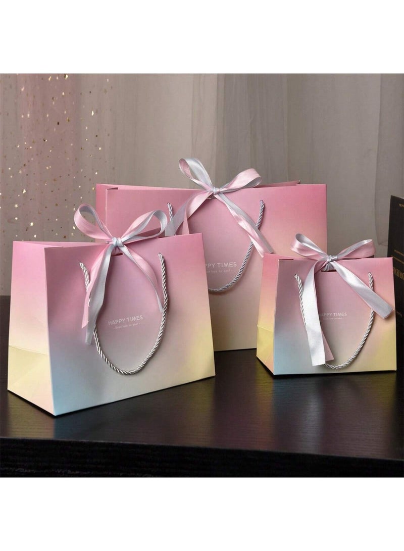 Generic 1pc Pink Macaron Gift Bag with Ribbon – Paper Cosmetic Packaging Bag, Cup Carry Handbag, Perfect for Gifts, Holidays, Parties, and Special Occasions, Available in Sets of 2 or 5  - Image 2