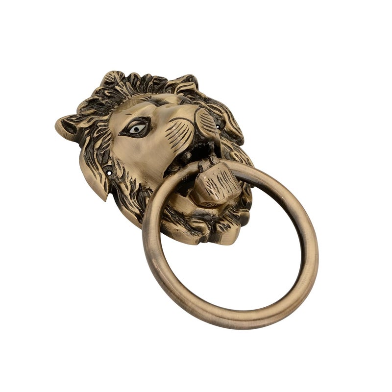 DEVDECOR Antique Brass Ring Door Knocker – Vintage Round Handle with Textured Grip for Main Door, Gate, or Cabinet – Classic Decorative Hardware (7x4 inch) - Image 4