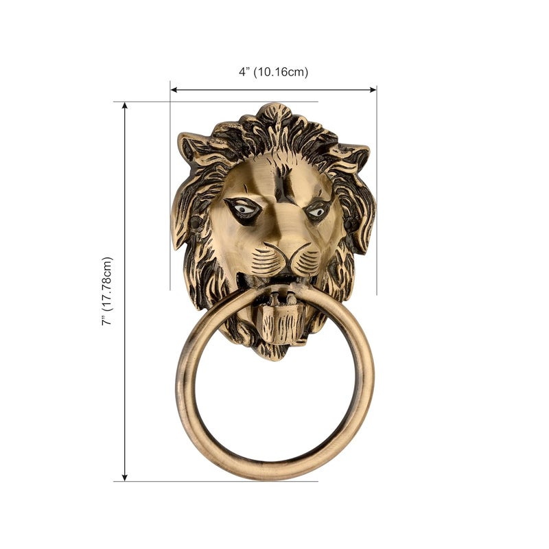 DEVDECOR Antique Brass Ring Door Knocker – Vintage Round Handle with Textured Grip for Main Door, Gate, or Cabinet – Classic Decorative Hardware (7x4 inch) - Image 2