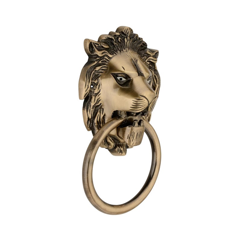 DEVDECOR Antique Brass Ring Door Knocker – Vintage Round Handle with Textured Grip for Main Door, Gate, or Cabinet – Classic Decorative Hardware (7x4 inch) - Image 3